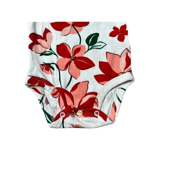 Just One You by Carter's Poinsettia Bodysuit One Piece 9 months Whimsical Floral - Picture 3 of 8